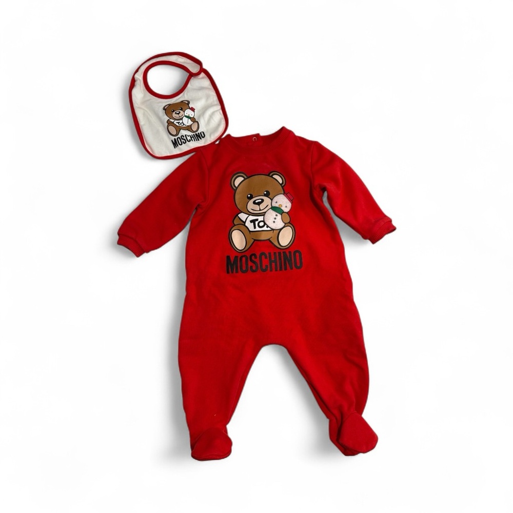 Moschino Red Baby Outfit with Bear Design